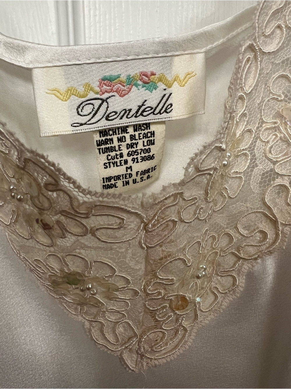 Silky Cream Lace-Trim Slip Chemise - Picture 5 of 6